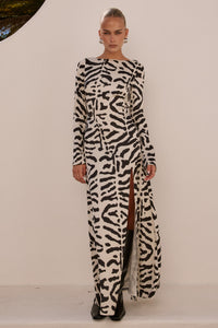 MONTIE SLEEVED MAXI DRESS - MAJA BLACK