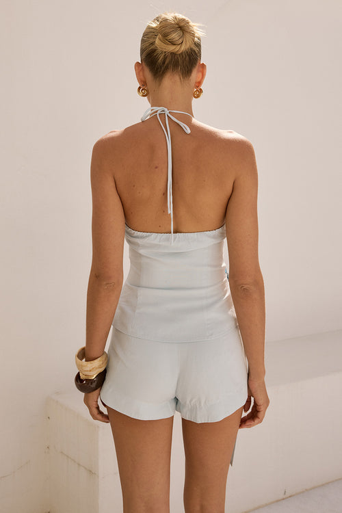 MILA TAILORED MINI SHORTS - SKY BLUE