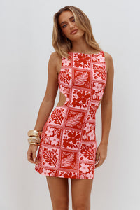 MYRA CUT OUT MINI DRESS - AMIRA RED PINK