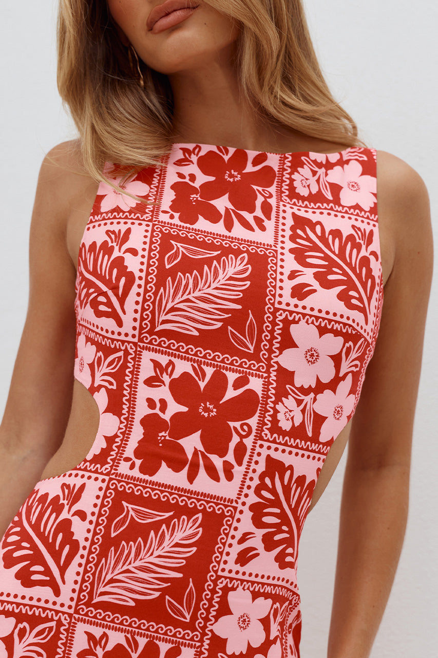 MYRA CUT OUT MINI DRESS - AMIRA RED PINK