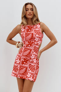 MYRA CUT OUT MINI DRESS - AMIRA RED PINK