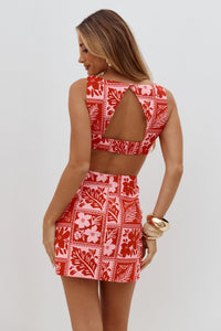 MYRA CUT OUT MINI DRESS - AMIRA RED PINK