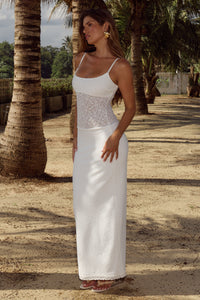 NATALIE SCCOP LACE MAXI DRESS - WHITE