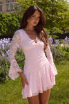 NATALYA SLEEVED LACE MINI DRESS - MUSK