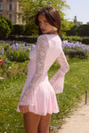 NATALYA SLEEVED LACE MINI DRESS - MUSK