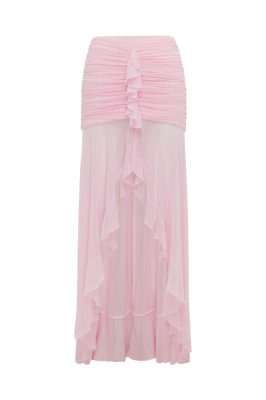 NERIDAH RUFFLE FRONT MAXI SKIRT - MUSK