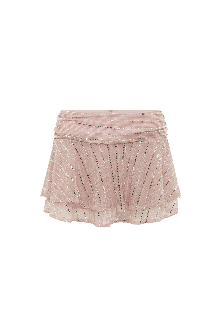 NERISSA DOUBLE RUFFLE MINI SKIRT - MUSK