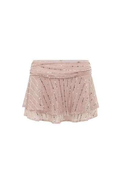 NERISSA DOUBLE RUFFLE MINI SKIRT - MUSK