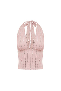 NERISSA V-NECK HALTER  TOP - MUSK