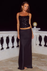 NESSA LOW WAIST MAXI SKIRT - BLACK