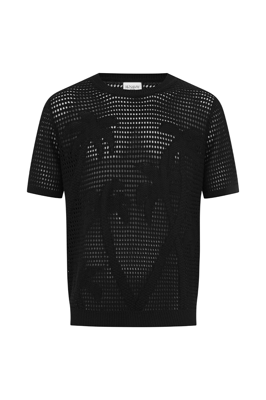 NICOLAS SHORT SLEEVE KNIT TOP - BLACK