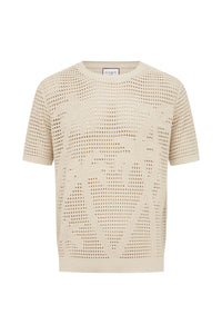 NICOLAS SHORT SLEEVE KNIT TOP - SAND
