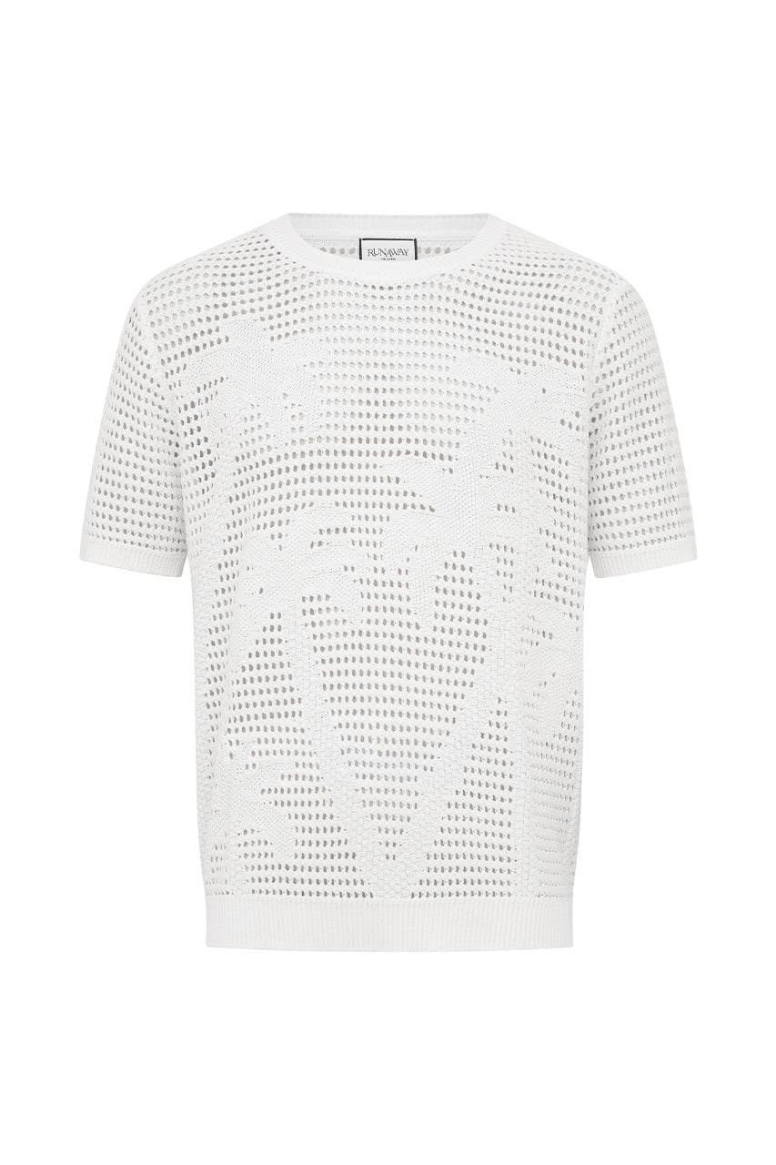NICOLAS SHORT SLEEVE KNIT TOP - WHITE