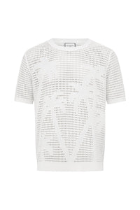 NICOLAS SHORT SLEEVE KNIT TOP - WHITE