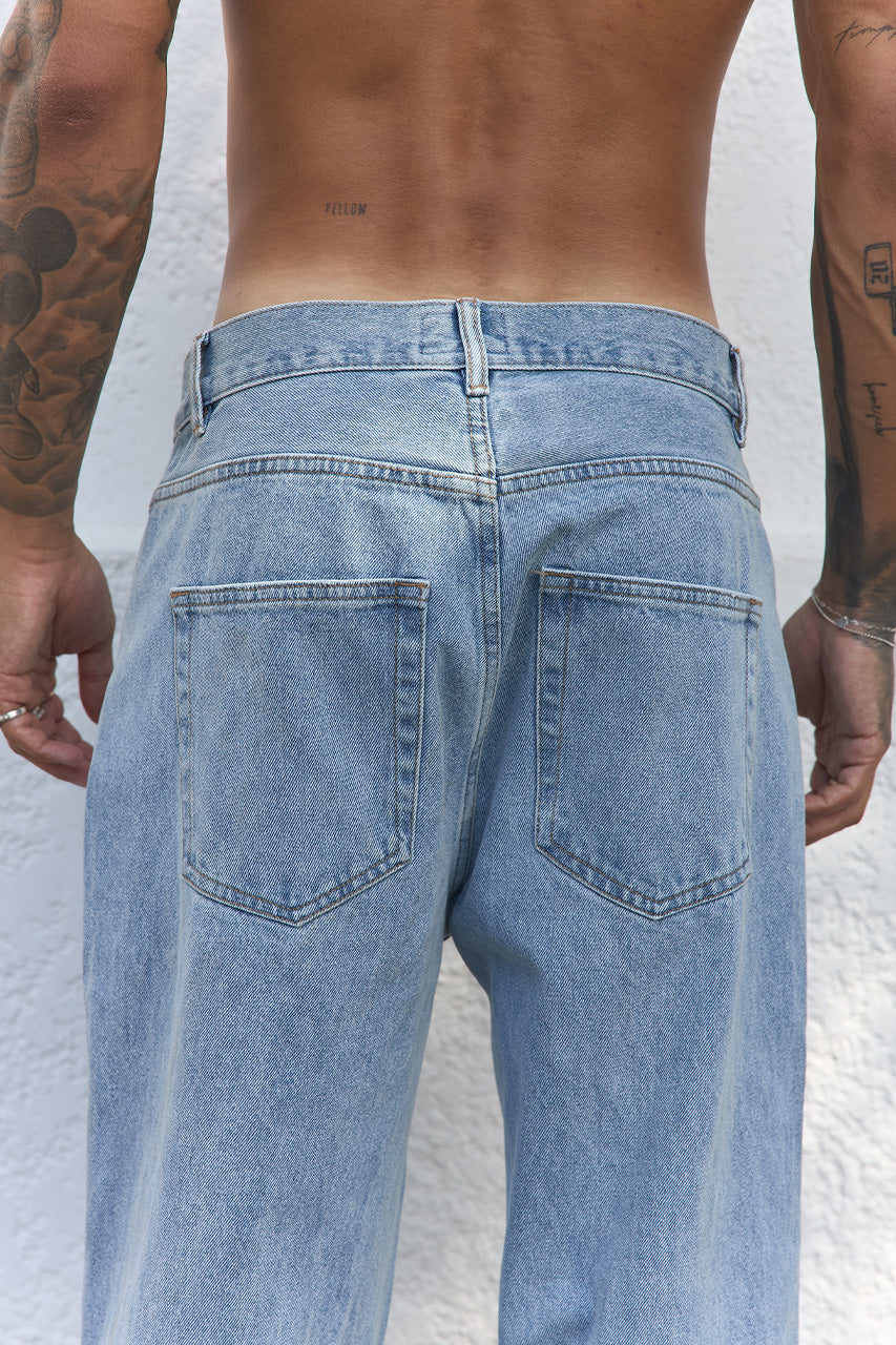 NICOLO WIDE LEG JEANS - BLUE MID WASH