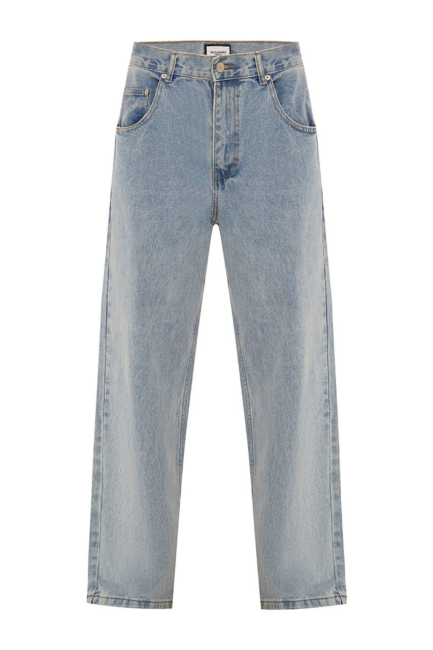 NICOLO WIDE LEG JEANS - BLUE MID WASH