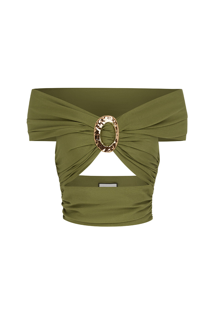 NIVALI OFF SHOULDER TOP - OLIVE