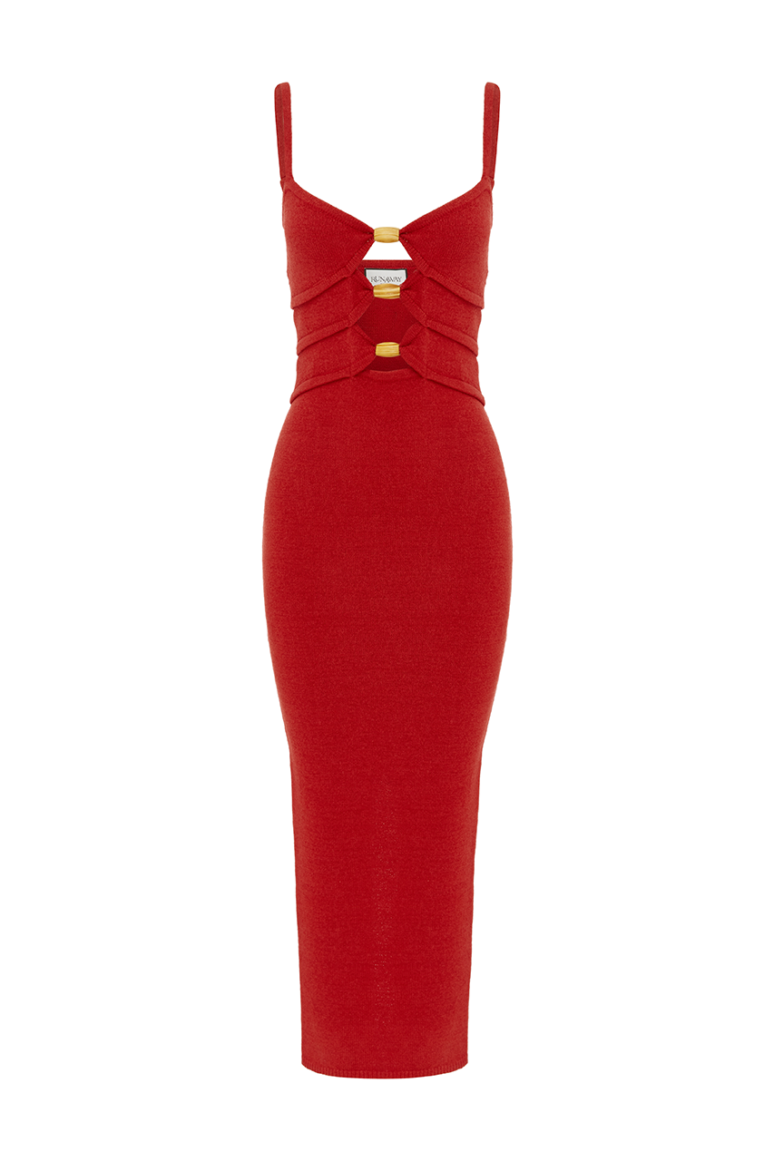 NORMANI MIDI DRESS - RED