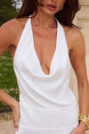 NOVALIE HALTER COWL MINI DRESS - CREAM