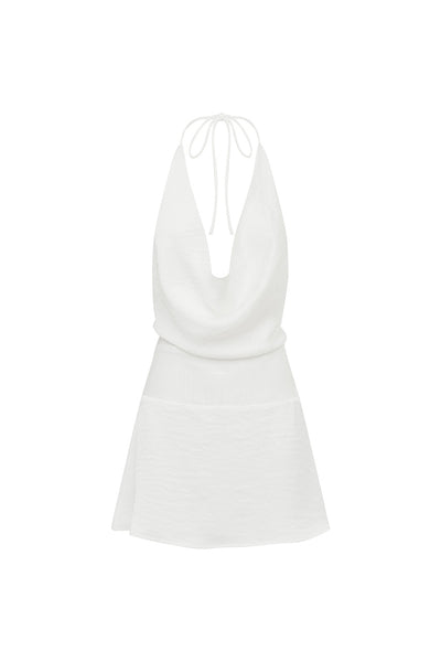 NOVALIE HALTER COWL MINI DRESS - CREAM