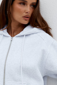 OAKLYNN OVERSIZED ZIP UP JACKET - GREY MARLE