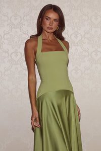ODINA SQUARE NECK MAXI DRESS - PALM