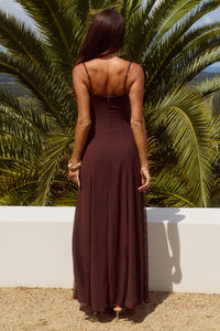 OLEYA BUSTIER LACE MAXI DRESS - CHOCOLATE