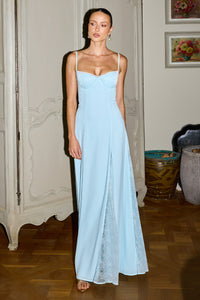 OLEYA BUSTIER LACE MAXI DRESS - SKY BLUE