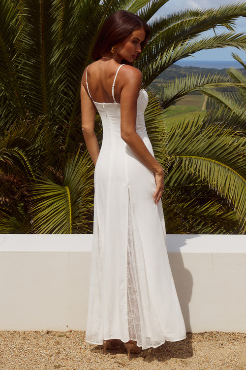 OLEYA BUSTIER LACE MAXI DRESS - WHITE