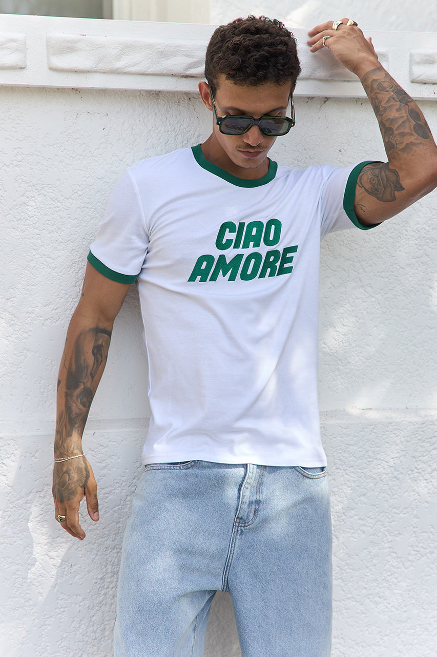 OLIVER SHORT SLEEVE T-SHIRT - WHITE/GREEN