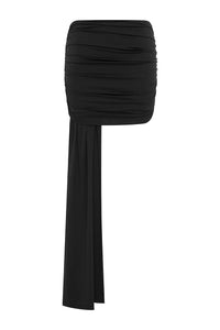 OPALINE LOW RISE RUCHED MINI SKIRT - BLACK