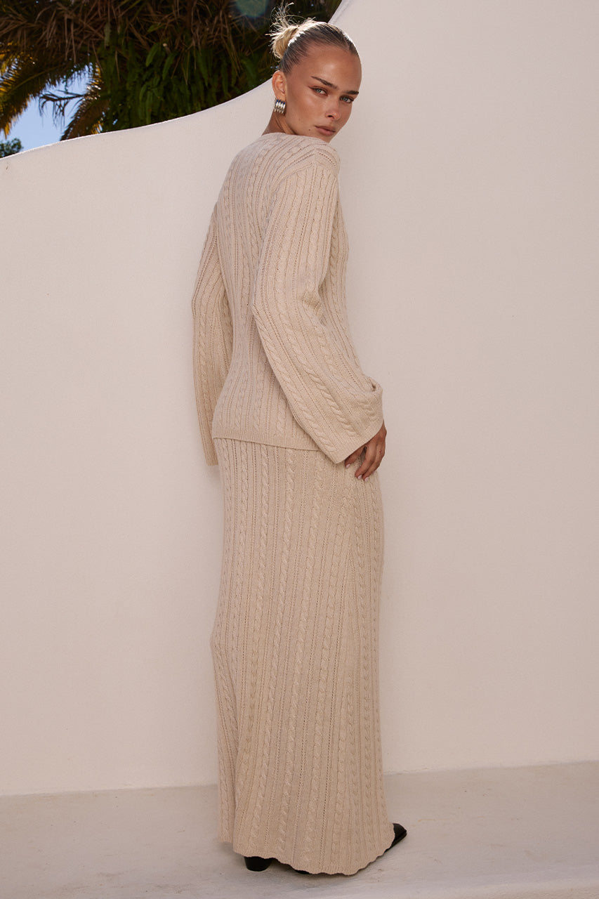OPHELIA KNIT MAXI SKIRT - CREAM