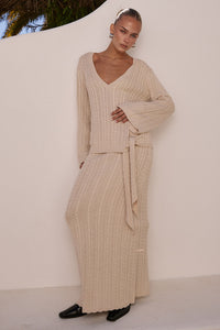 OPHELIA SLEEVED KNIT TOP - CREAM