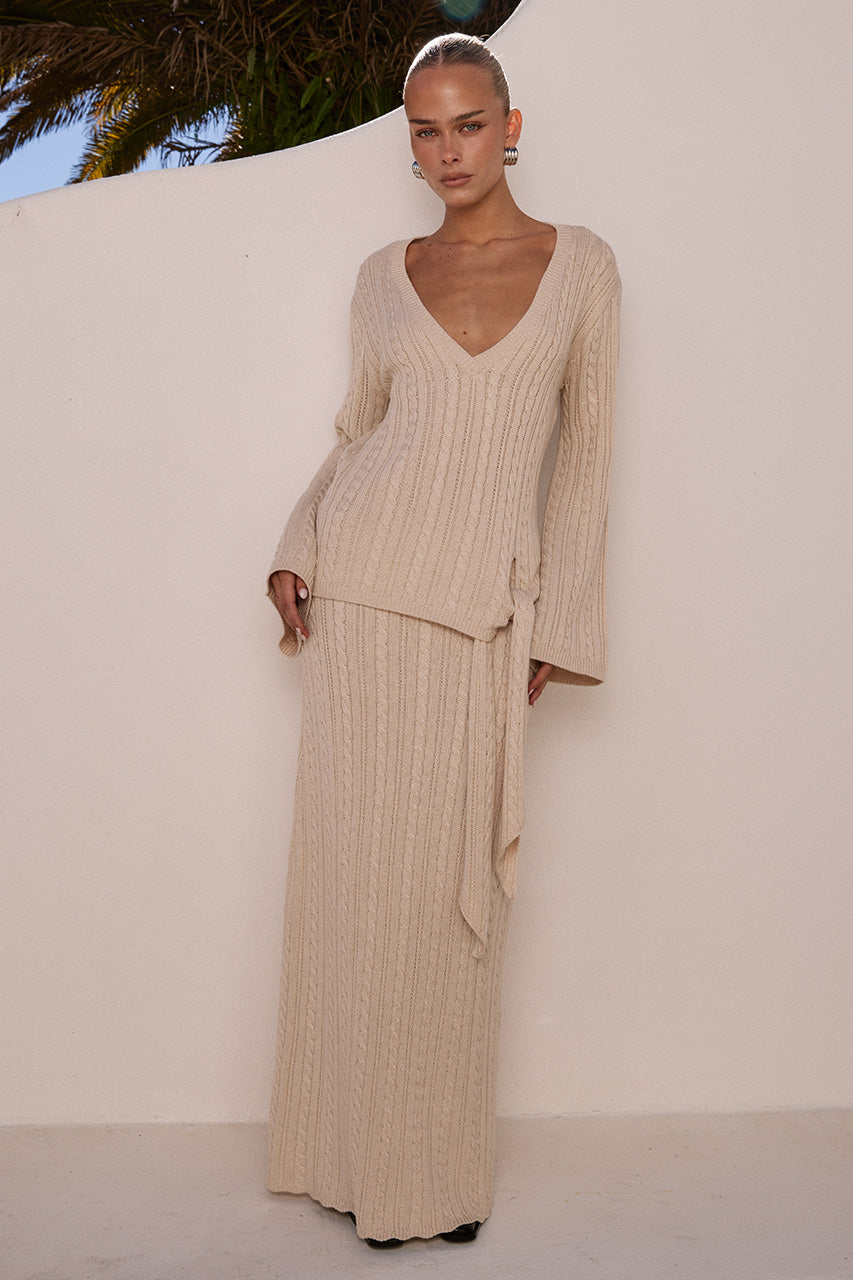 OPHELIA KNIT MAXI SKIRT - CREAM