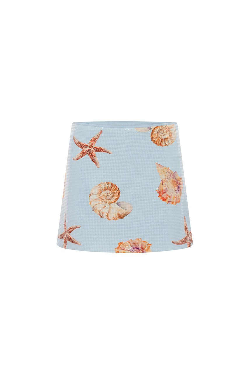 OPHIRA SEQUIN MINI SKIRT - ICE BLUE SEASHELL
