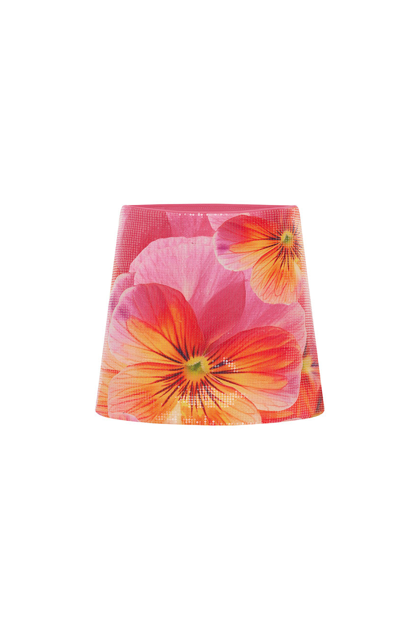 OPHIRA SEQUIN MINI SKIRT - PINK PANSY