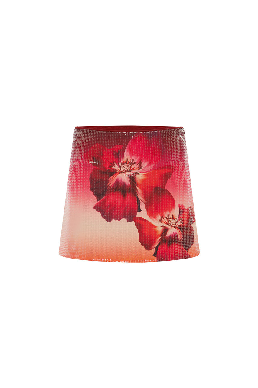 OPHIRA SEQUIN MINI SKIRT - RUBY FLOWER