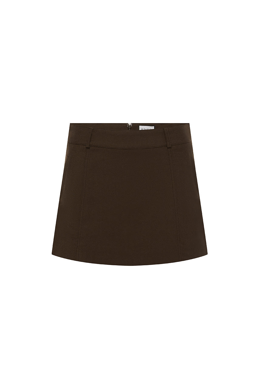 ORLA TAILORED MINI SKIRT - CHOCOLATE