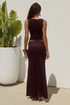 ORLEAN LOW WAIST LACE MAXI SKIRT - CHOCOLATE