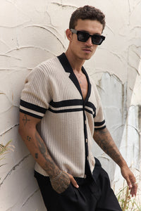 OWEN SHIRT - SAND/BLACK