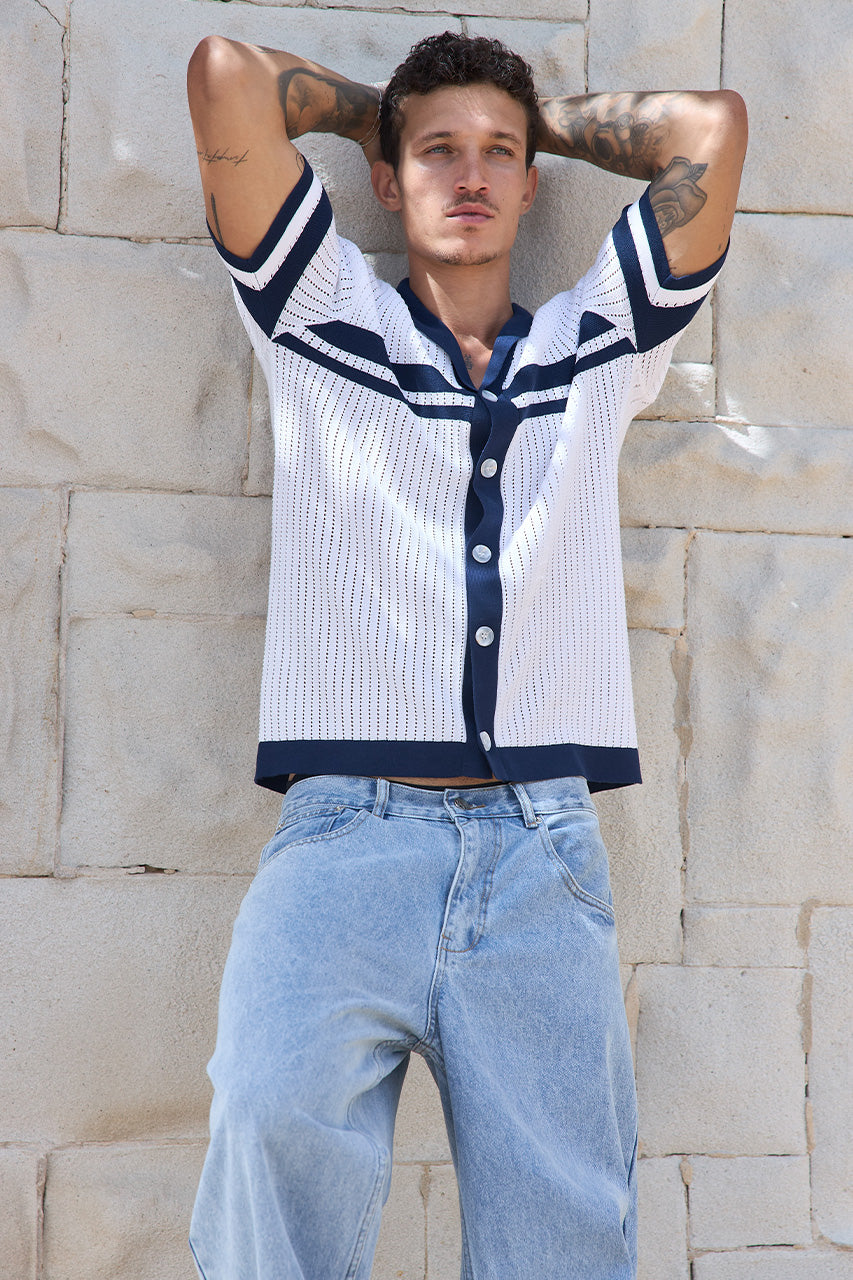 OWEN SHIRT - WHITE/NAVY