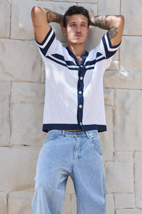OWEN SHIRT - WHITE/NAVY