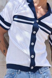 OWEN SHIRT - WHITE/NAVY