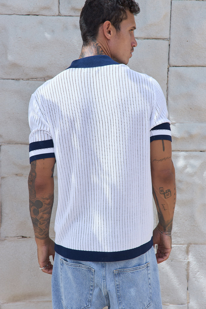OWEN SHIRT - WHITE/NAVY