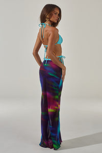 CYRUS LOW WAIST SHEER MAXI SKIRT - TUSCAN PURPLE