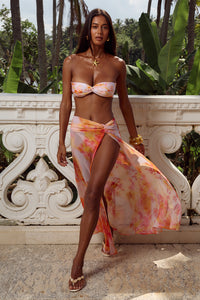 FARRAH THIGH SLIT MAXI SKIRT - CORALI ORANGE