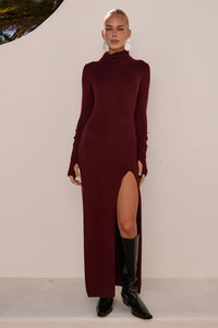 PATRICIA SLEEVED MAXI DRESS - BURNT RED