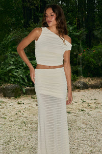 PERRIE ONE SHOULDER GATHERED TOP - CREAM