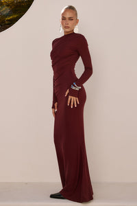 PETRA SLEEVED MAXI DRESS - WINE