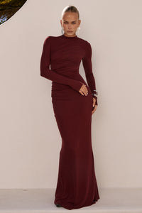 PETRA SLEEVED MAXI DRESS - WINE